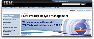 IBM PLM homepage