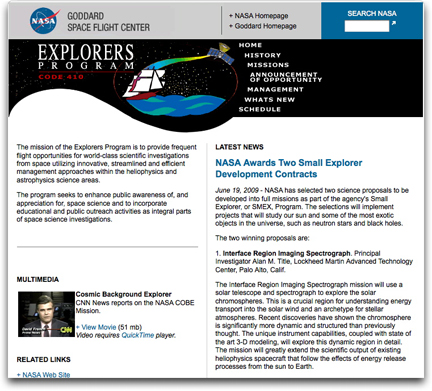NASA Explorers Program homepage