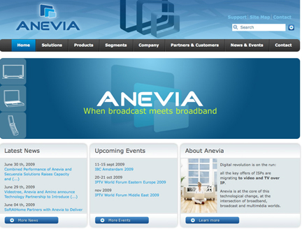 Anevia homepage