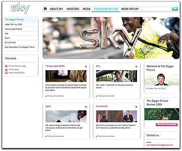 Sky homepage
