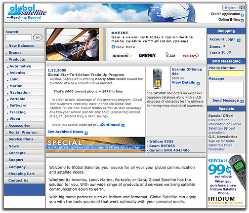 Global Satellite homepage