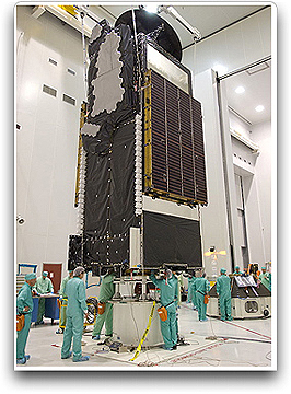 TerreStar-1 mated with Ariane 5 hardware