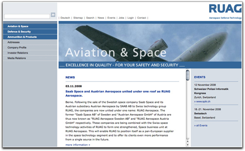 RUAG homepage