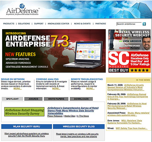 AirDefense home page