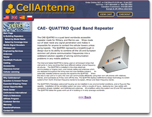 CellAntenna CAE-QUATTRO repeater page