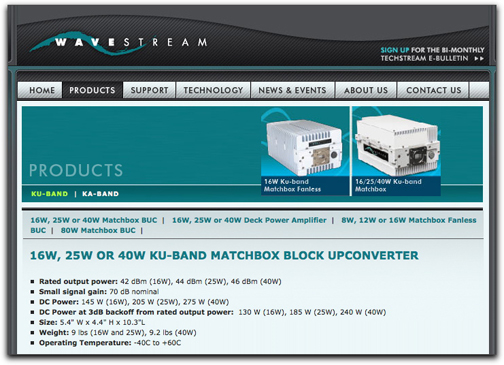 Wavestream Matchbox webpage