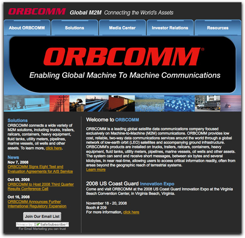 ORBCOMM homepage