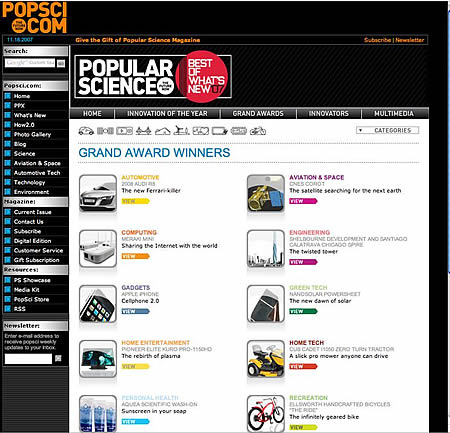 Popular Science Grand Awards Screen