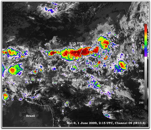 Meteosat-9 image of thunderstorm activity for Airb