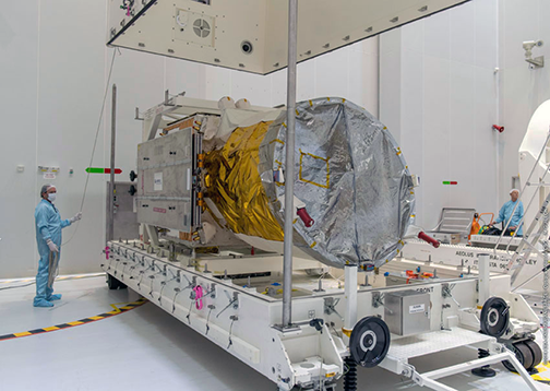 The ESA's "Wind Satellite" Disembarks in French Guiana for an Upcoming Arianespace Vega Mission