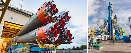 Four SES O3b Satellites Integrated into Arianespace Soyuz Launch Vehicle for Liftoff