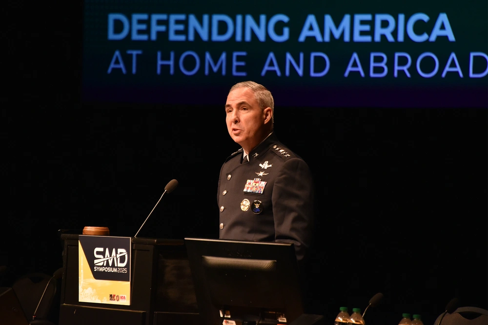 Gen. Stephen Whiting, commander of U.S. Space Command, speaks during a SPACECOM Update at the 2025 Space and Missile Defense Symposium in Huntsville, Alabama.