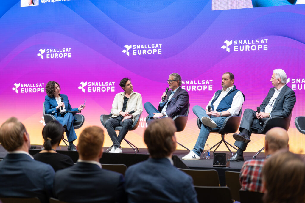 The Liquidity Event panel on the SmallSat Europe 2026 Business Stage.